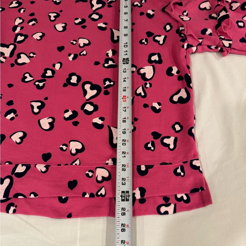 Crown & Ivy Pink Heart Leopard Print Ruffle Sweatshirt Small Cozy - Picture 4 of 8